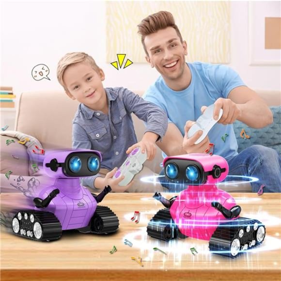 Rechargeable Remote Control Robot Toys with Music &LED Eyes, Fluorescent Purple - Picture 6 of 6